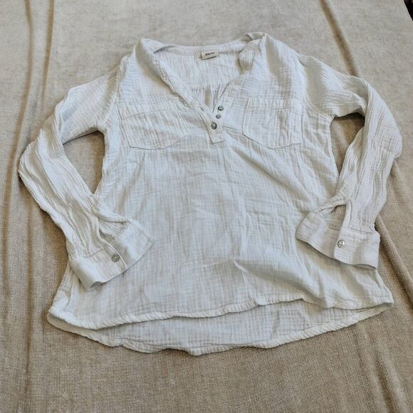 Mote White Ivory Long Sleeve Blouse Cotton Size Small - Picture 1 of 7